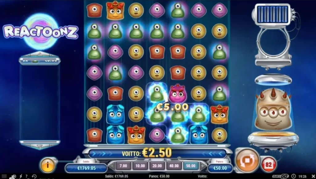 Геймплей игрового слота Реактунз